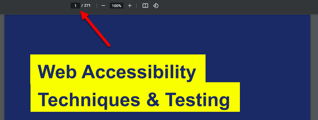 Figure 6: Chrome's in-built PDF Reader features a mechanism to skip to a specific page.